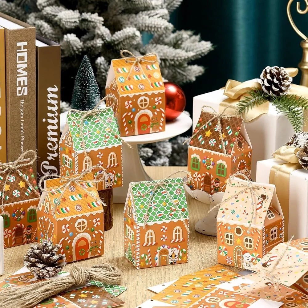 48 Pcs Christmas Treat Boxes House Mini Christmas Party Favor Box